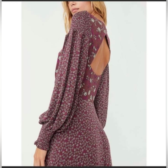 NEW Free People Women Love Story Maxi Dress Raisin Combo Burgundy Brown Floral M - Picture 3 of 16